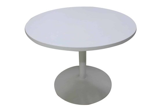 שולחן ישיבות עגול רגל פיצה לבנה