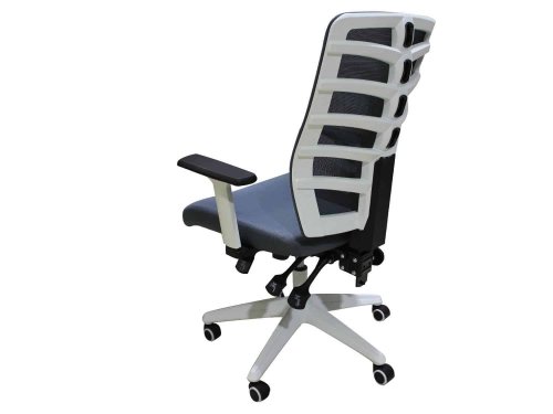 כסא מחשב דגם אלון גוף לבן מושב אפור