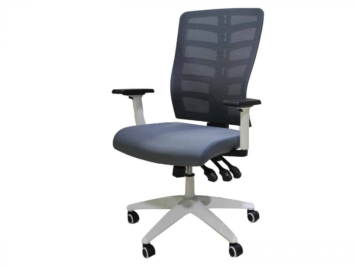 כסא מחשב דגם אלון גוף לבן מושב אפור