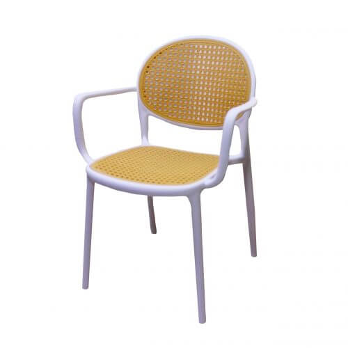 כסא פלסטיק לבן עם ידיות דגם בילי