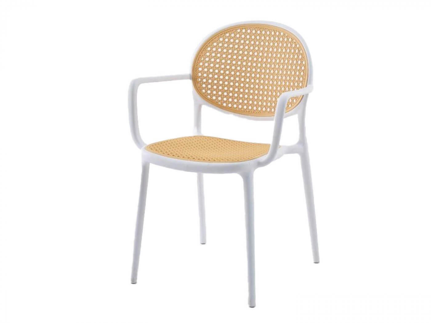 כסא פלסטיק לבן עם ידיות דגם בילי